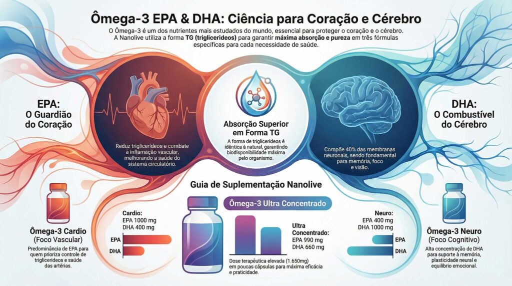 Ômega 3 EPA DHA — Benefícios para Coração e Cérebro Reais