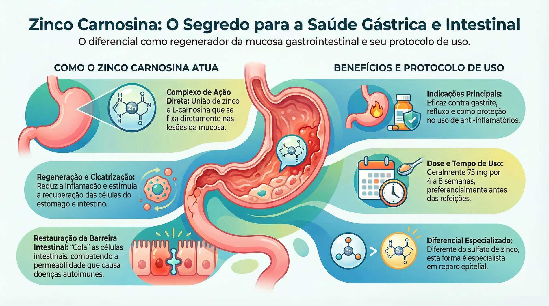 Zinco Carnosina e Saúde Gastrointestinal