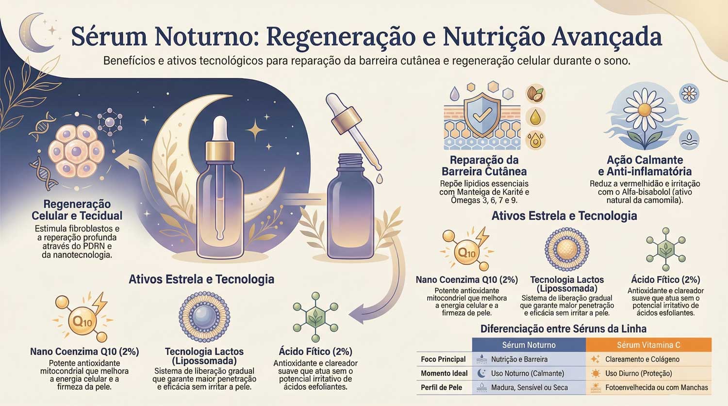sérum noturno regenerador com PDRN e nano coenzima Q10